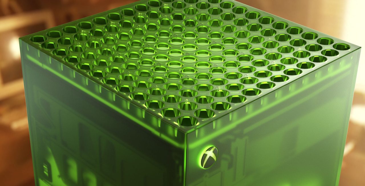 Console Xbox Series X25 Limited Edition translucida verde, abbinata al controller Xbox 25th Anniversary
